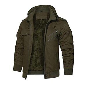 Tactical Fleece Lined Cargo Jacket for Men Winter